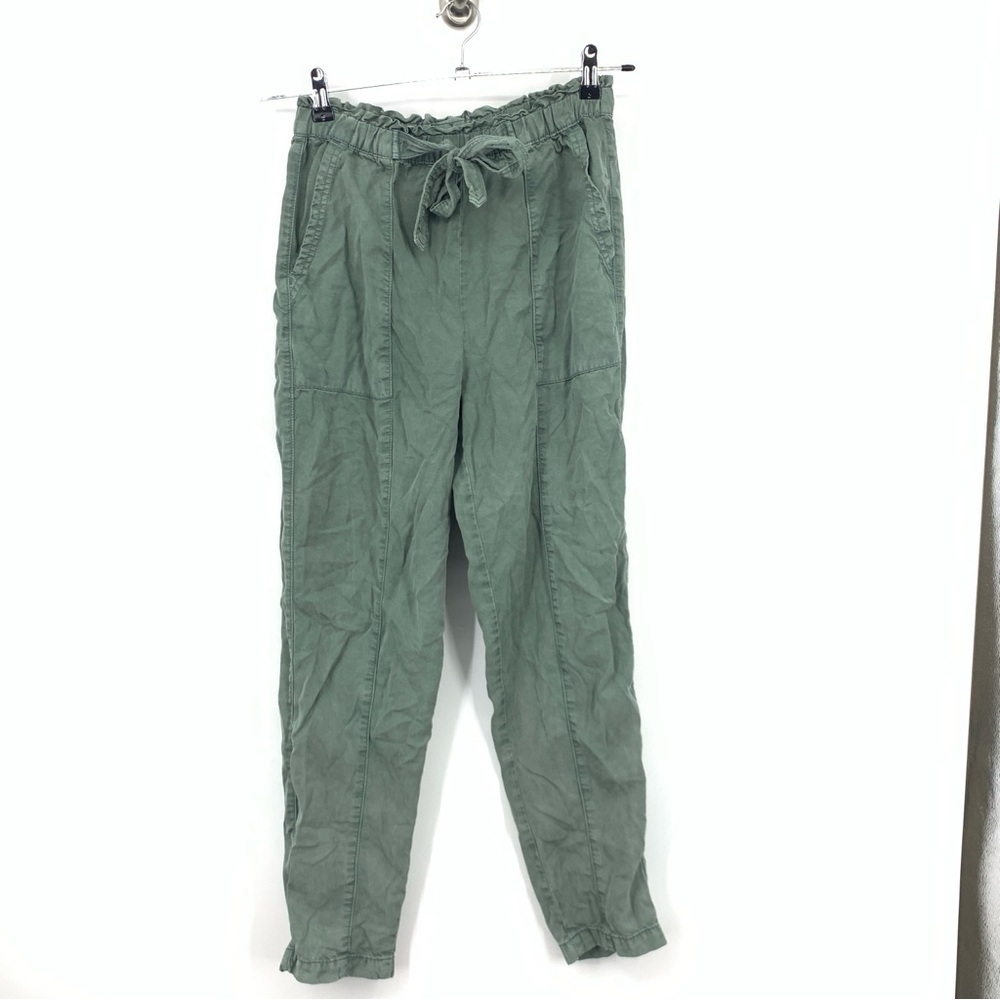 Aerie American Eagle Women Size Small Pants Green Relaxed Straight‎ Tie Pull On